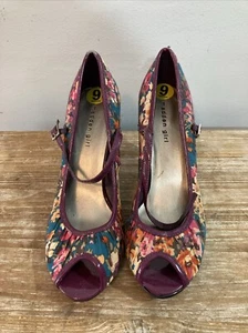 NEU Madden Girl Damenschuhe zehenfrei mit Absatz mehrfarbig Blumenmuster Größe 8 - Bild 1 von 5