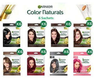 6X Garnier Color Naturals Crema Negro Marrón Rojo Ceniza Tonos Gris Cobertura de Cabello - Imagen 1 de 15