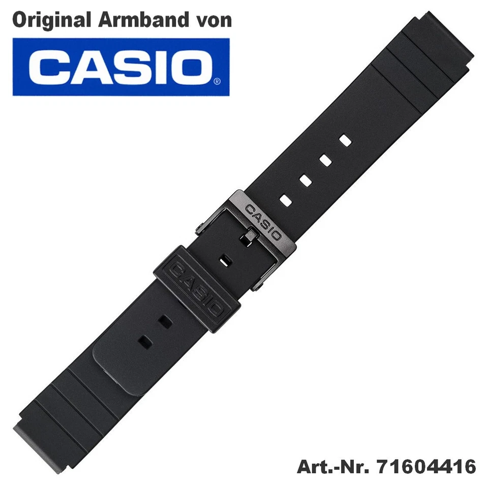 Casio W-800H Uhrenarmband Original Gummi Schwarz 71604416 Armband 16 MM