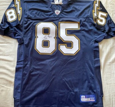 Camiseta deportiva firmada por Antonio Gates 2003 Chargers auténtica Reebok modelo de juego ROOKIE JSA Foto 1 de 2