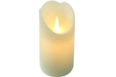 Rustik LED Kerze 15 cm creme aus Echtwachs batteriebetrieb flacker Flamme Timer - Bild 1 von 4