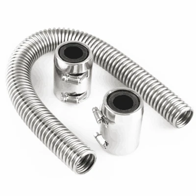 24 Inch Car Stainless Steel Chrome Radiator Coolant Water Hose With Polished Cap - Image 1 of 4