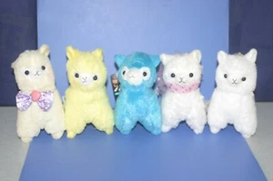 Juego de 5 muñecas de peluche Alpacasso blanco y azul y amarillo y beige cadena de bolas color neón, arco iris - Imagen 1 de 8