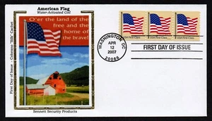 USA, SCOTT # 4131, WITH PNC #S1111 COLORANO SILK FDC COVER 2007 AMERICAN FLAG - Picture 1 of 1