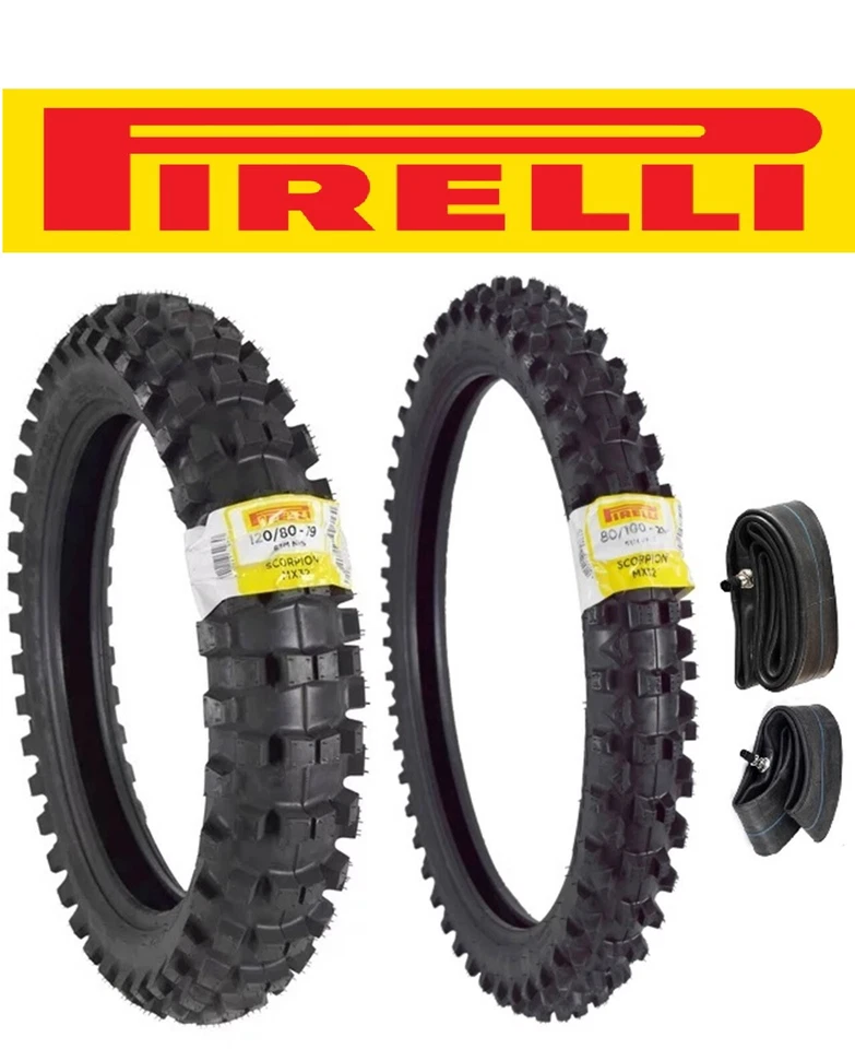 КОМПЛЕКТ СРЕДНИХ МЯГКИХ ШИН PIRELLI SCORPION MX32 80/100-21 И 120/80-19 + ТРУБЫ HONDA - Изображение 1 из 1