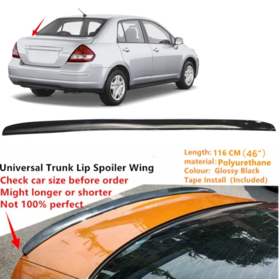 46" Fit For 2007-2012 Nissan Versa Universal Rear Trunk Black Lip Wing Spoiler - Image 1 of 4