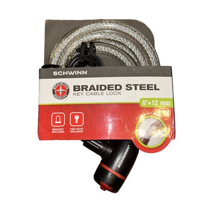 Schwinn Bicycle Cable Braided Steel Key Lock Carrying Bracket 2 Keys - Image 1 of 2