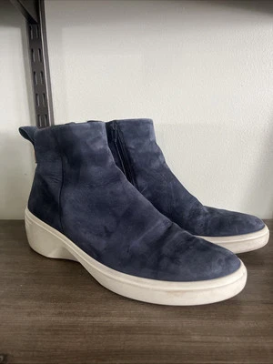 Botines Ecco para mujer suaves 7 City azul gamuza cuña cremallera talla 10-10,5 Foto 1 de 4