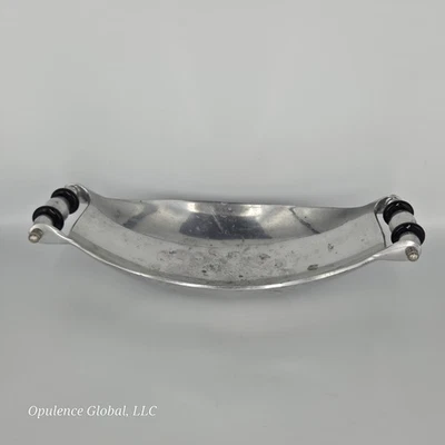 Vintage Mid-Century Modern Aluminum Serving Platter w/ Black Handles 14" X 6.5" - Image 1 of 4