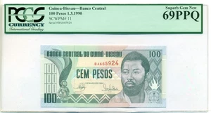 Guinea-Bissau 1990 100 Pesos Bank Note Superb Gem New 69 PPQ PCGS Currency - Picture 1 of 4