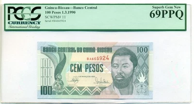 Guinea-Bissau 1990 100 Pesos Bank Note Superb Gem New 69 PPQ PCGS Currency - Image 1 of 4