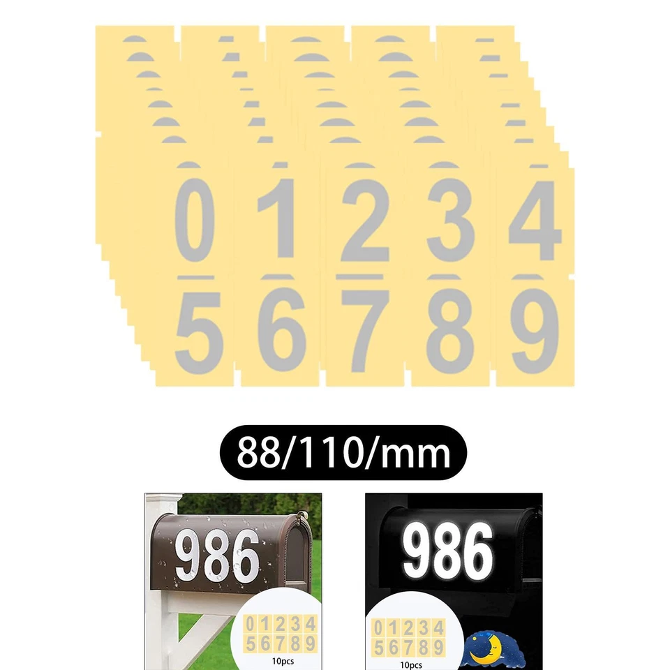 Reflective Mailbox Numbers Stickers Easy to Use DIY Portablightweight Mailbox - Image 1 of 1