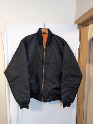 Chaqueta de Vuelo Bombardero Militar Reversible Cresta Trail Negra De Colección EE. UU. M Foto 1 de 4