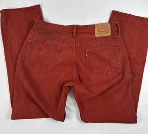Levis 501XX Jeans Mens 36x34 (34x32) Red Straight Fit Work Country Cowboy - Picture 1 of 11