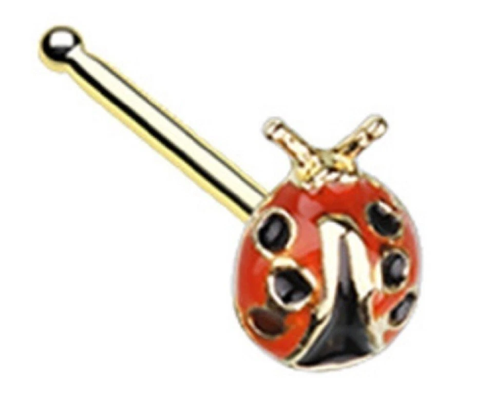 Nose Ring Stud Lady Bug top 316L Sterling Ladybug - Image 1 of 1