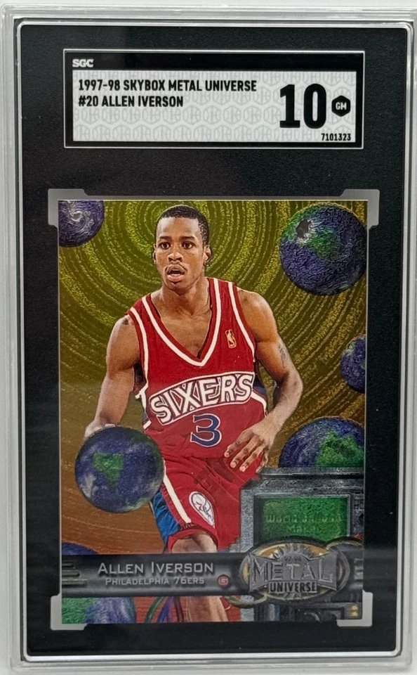 1997 Skybox Metal Universe Allen Iverson SGC 10 RC Rookie PMG - Image 1 of 2