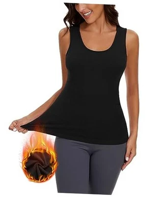  Women Sleeveless Thermal Tank Top for Cold Weather Fleece Lined 3X-Large Black - Image 1 of 4