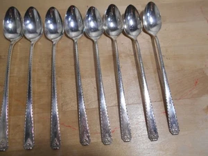 8 Prestige Plate 1945 BORDEAUX Pattern Iced Tea Spoons Oneida 8166 - Picture 1 of 3