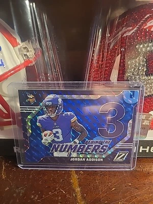 2023 Panini Zenith - Behind the Numbers Jordan Addison #14 Blue (RC) - Image 1 of 2