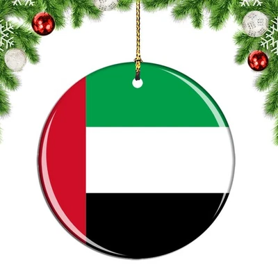 United Arab Emirates Flag Round Christmas ornament city travel souvenir - Image 1 of 3