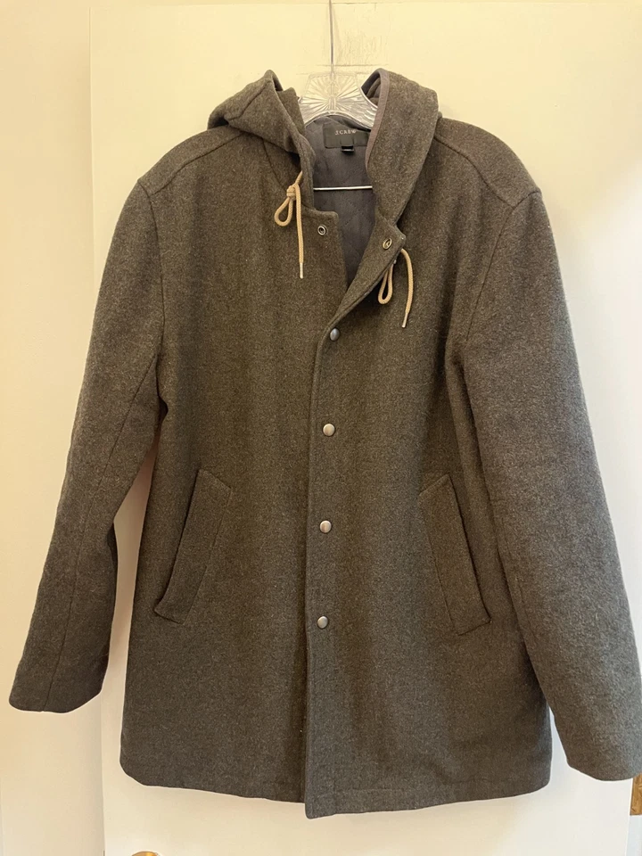 J Crew - 100% Wool 3M Thinsulate Hooded Jacket / Coat, Men's Medium, Excellent - Image 1 of 4
