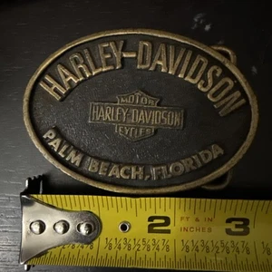 Vintage Harley Davidson Motorcycles Messing Gürtelschnalle Palm Beach Florida - Bild 1 von 2