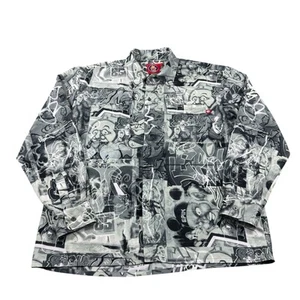 JNCO Y2K VTG L/S Graffiti AOP Polyester Button Front Size Large - Picture 1 of 6