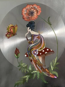 "De colección 1970 Michelle emblema lámina arte impresión hada hongo flor marco retro 27""" - Imagen 1 de 10