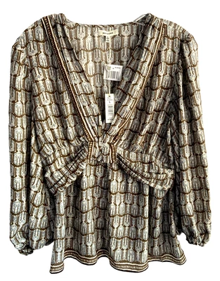 NUEVO CON ETIQUETAS NUEVO MAX STUDIO Blusa Grande Boho Azul Manga Larga Minorista $118.00 Foto 1 de 4