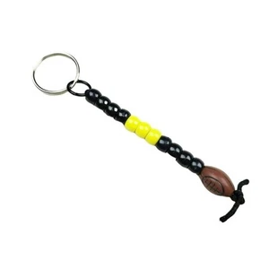 Black & Yellow Football Keychain Beaded Handmade NFL NCAA Sports Fan Mom Dad - Picture 1 of 4