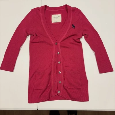 Vintage Abercrombie & Fitch Cardigan Sweater Sz S Pink Preppy Grunge Y2K 2000s - Image 1 of 4