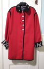 VTG Womens USA Ruby's Raps 100% WOOL Wearable Art Long Jacket Coat RED BLACK M
