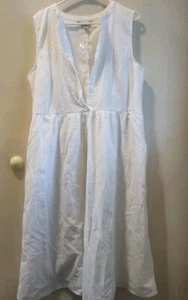 Croft And Barrow Summer Dress White Cotton Size L Sleeveless - Picture 1 of 7