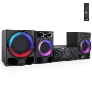 Pyle 4-Piece Mini Hi-Fi BT Stereo System with MP3, USB, FM Radio (Black) - Afbeelding 1 van 7
