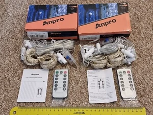 2 x USB 300 LED CURTAIN STRING LIGHTS 3x3m CABLE BRAND NEW Remote Cool White Lot - Picture 1 of 4