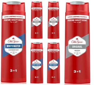 250ml Old Spice Shower Gel Original & Whitewater 3 in 1 Body Hair Face Wash - Picture 1 of 12