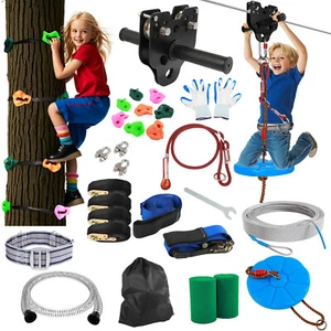 120FT Zipline for Backyard Kids and Adults Up to 400 lbs-Outdoor Zipline Trolley - Picture 1 of 9