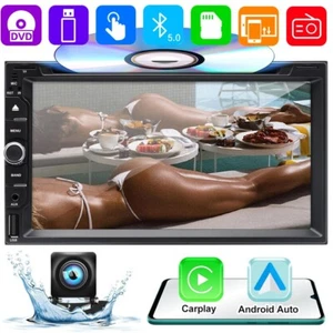 7" Car Stereo DVD Apple Carplay Bluetooth Double 2Din Radio Player Backup Camera - Picture 1 of 13