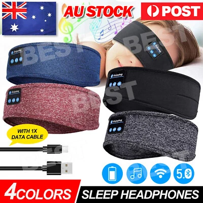 Wireless Bluetooth 5.0 Stereo Eye Mask Headphones Earphone Sleep Music Headband - image 1 of 4