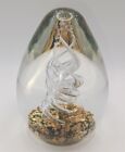 Clear Glass Paperweight Gold Twisted Centre.