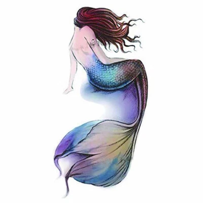 MARKENLOS Temporäres Tattoo Meerjungfrau Mermaid Frau Punk Rockabilly Einmal Wasserfest