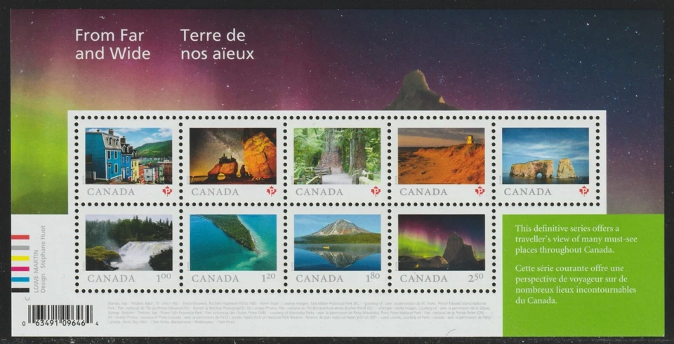 Canada #3056, From Far and Wide, Souvenir Sheet of 9, MNH 2018 — 第 1/1 张图片