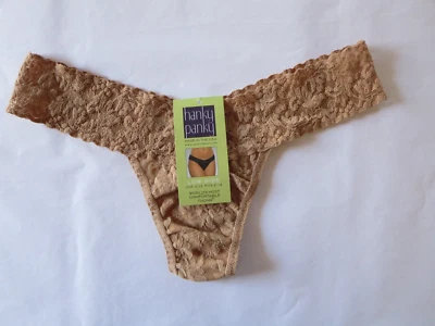 HANKY PANKY SIGNATURE LACE LOW RISE THONG #4911, SUNTAN, ONE SIZE, NWT $22 - Image 1 of 4