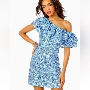 NEW Lilly Pulitzer Sundea One-shoulder Eyelet Shift Dress Size 8 - Picture 1 of 9
