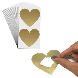 50 Stück - 75mm Herz Rubbelaufkleber Rubbellose Selber Machen Scratch off Sti... - Bild 1 von 7
