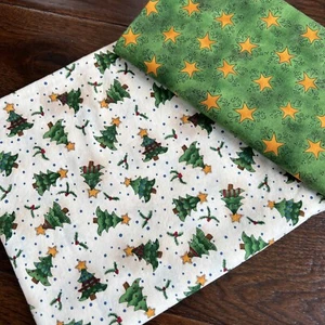 SSI - KP Kids Fabric Kari Pearson Christmas Stars 34”x42, Trees 34”x42 - Vintage - Picture 1 of 5