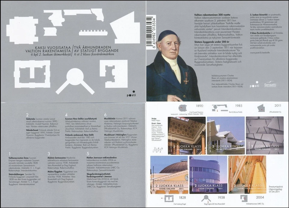 Architecture Fine Art Music House Embassy Finland Mint MNH Booklet 2011 - Image 1 of 1