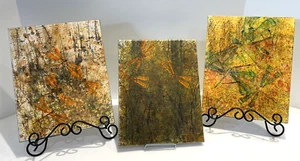 Juego de 3 pinturas acrílicas sobre lienzo arte abstracto original libélula firmadas - Imagen 1 de 17