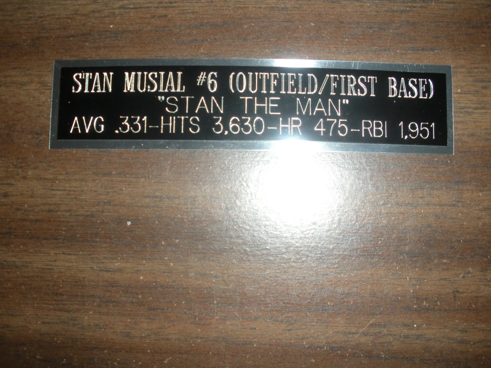 STAN MUSIAL (CARDINALS) ENGRAVED NAMEPLATE FOR PHOTO/DISPLAY/POSTER - Image 1 of 1