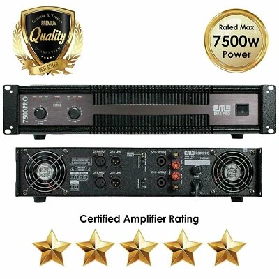 EMB 7500 Watts 2 Channel Professional Power Amplifier EB7500PRO AMP DJ PA Stereo
